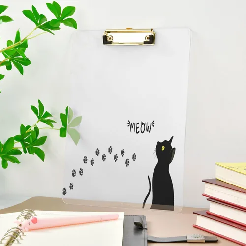 Miniatura 8 de Portapapeles de plástico con diseño de moda para estudiantes, niños, mujeres y hombres, tablero de clip acrílico A4, tamaño estándar A4, 9 x 12.5