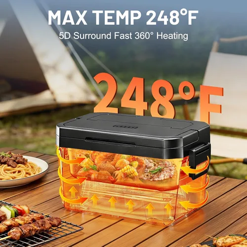 Miniatura 9 de Carsolt Lonchera eléctrica inalámbrica para adultos, lonchera térmica recargable de 1.2 L para hombres con control de aplicación, calentador