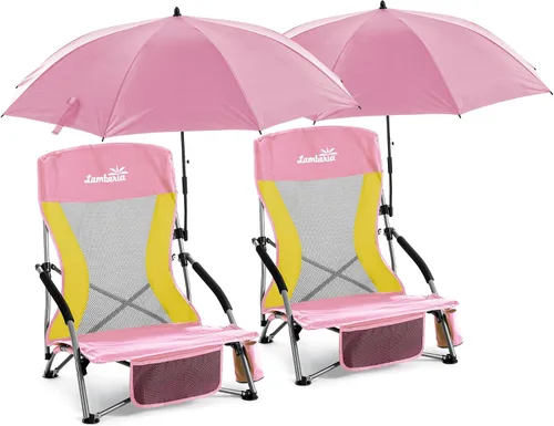 Miniatura 20 de Lamberia Silla de playa plegable para adultos, paquete de 2, sillas de playa bajas portátiles con capacidad de 300 libras, silla de camping ligera