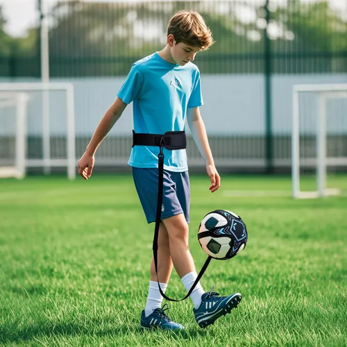Miniatura 5 de Equipo de entrenamiento de fútbol, entrenador en solitario, cinturón de cintura ajustable, cuerda elástica, ayuda a la práctica de suela de tiro Azul