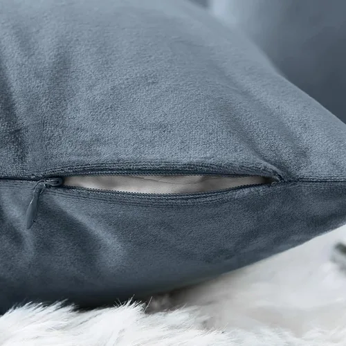 Miniatura 3 de Lazzzy Paquete de 2 fundas de almohada de terciopelo decorativas para sofá, cama, sofá, silla, funda de cojín azul suave, funda de almohada cuadrada