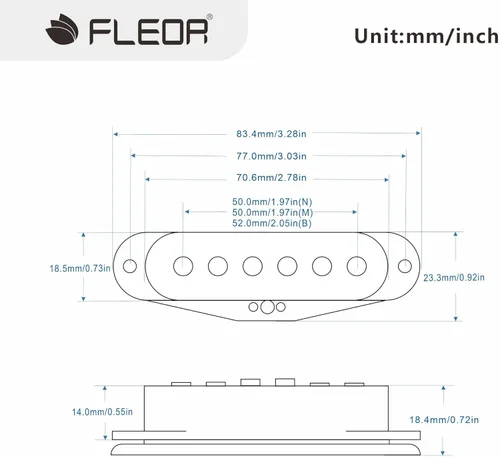 Miniatura 2 de FLEOR Juego de pastillas de bobina única Alnico 5 para guitarra Cuello/Medio/Puente Staggered, Negro