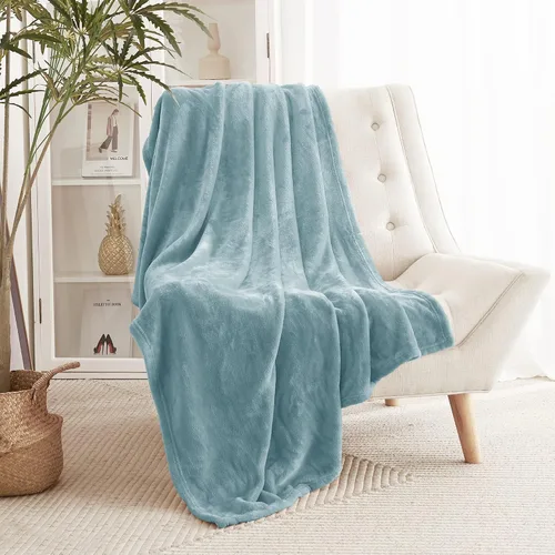 Miniatura 31 de RYB HOME Ropa de Cama Manta de Franela Tamaño Throw Todas las Estaciones Manta Ligera de Microfibra Suave que Ajusta Cubierta de Cama Colcha Crema