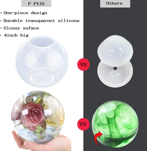 Miniatura 3 de Molde de resina de esfera grande de 4 pulgadas, diseño de una sola pieza 3D de bola redonda moldes de silicona para arte de resina, resina epoxi