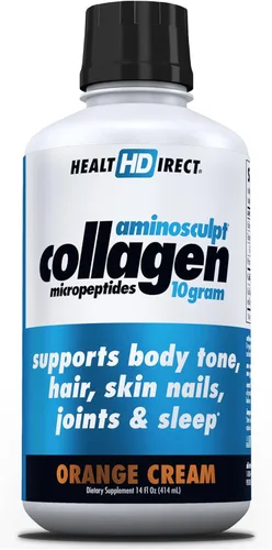 HEALTH DIRECT Micropéptidos de colágeno líquido AminoSculpt - 14 onzas líquidas - 14 porciones - 0.35 oz de colágeno líquido de grado médico premium