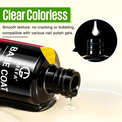Miniatura 6 de MEFA Juego de 2 piezas de 15 ml de esmalte de uñas de gel, capa superior y base, esmalte de uñas de gel sin necesidad de limpieza, efecto de brillo