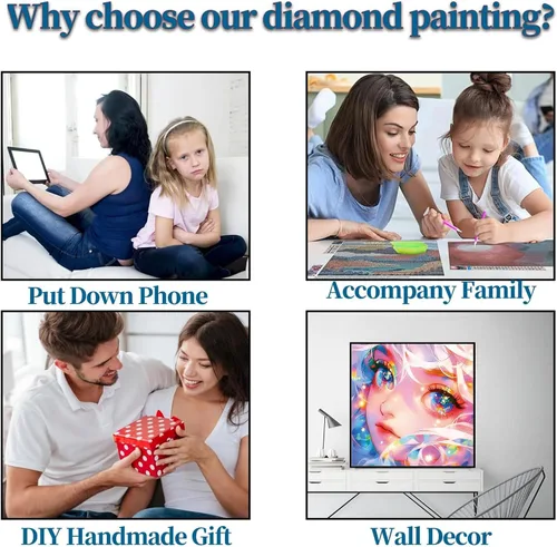 Miniatura 5 de Kits de pintura de diamantes de fantasía para adultos, kits de arte de diamantes brillantes para principiantes, pintura de diamantes de ensueño