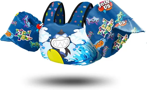 Miniatura 10 de Chriffer - Chaleco salvavidas para niños de 30 a 55 libras, flotadores con arnés de hombro con alas de brazo para niños y niñas de 2, 3, 4, 5, 6, 7