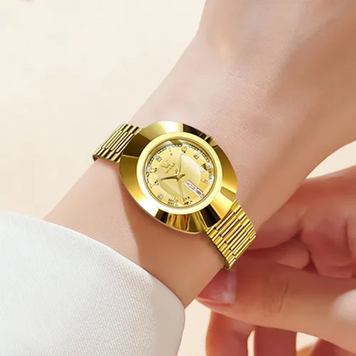 Miniatura 4 de OLEVS Womens Watches Gold Diamond Tungsten Steel Luxury Dress Classic Ladies Calendar Week Wrist Watches for Women