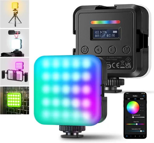 Miniatura 11 de NEEWER RGB62 Luz de video RGB magnética con control de APP mejorado, luz de cámara LED de color completo a 360° con 3 Cold Shoes CRI97+ 2500K-8500K