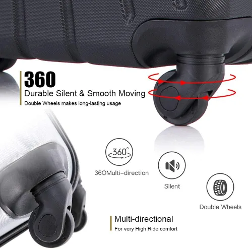 Miniatura 3 de Fridtrip - Maleta de viaje rígida, ligera, con ruedas giratorias, Negro, 3 PCS Suitcases
