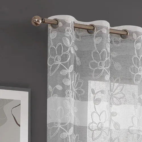 Miniatura 2 de Dainty Home Caroline - Par de paneles de ventana de chenilla bordados florales de 76 x 84 pulgadas, color plateado