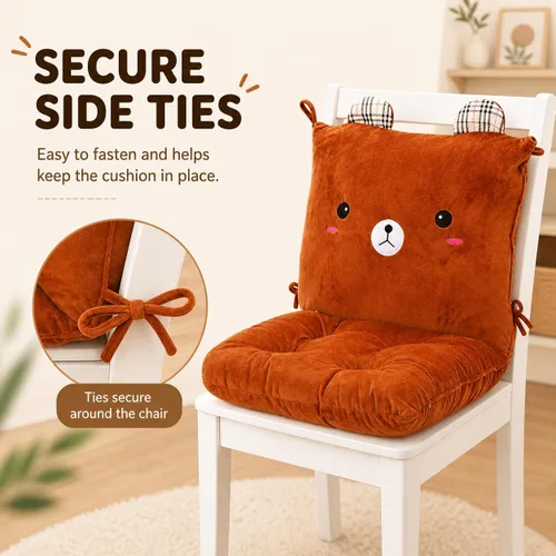 Miniatura 3 de ChezMax juego de almohadón relleno con acolchado, respaldo y asiento, para auto; silla mecedora cuadrada plegable, con estampado de caricaturas
