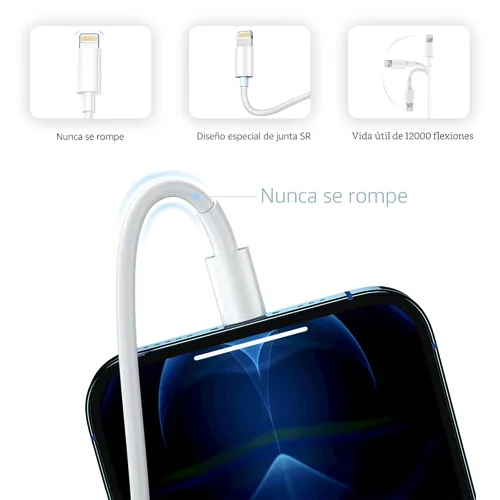 Miniatura 6 de Cable USB C a Lightning de 2 unidades de 0.91 m, paquete de 3 pies [certificado MFi], cable de carga rápida para iPhone, suministro de energía