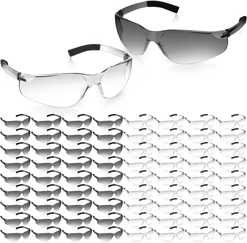 Miniatura 8 de Paquete de 150 gafas de seguridad transparentes, ligeras, protectoras para uso en interiores y exteriores, mujeres y hombres, trabajo, laboratorio