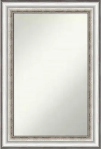 Miniatura 357 de Amanti Art Espejo de baño plateado para sobre el fregadero, 26 x 26 pulgadas, espejo cuadrado de plata antigua, marco de madera tradicional mediano