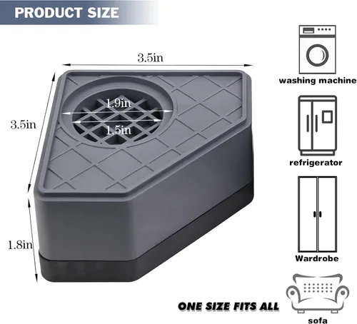 Miniatura 2 de Almohadillas antivibración, almohadillas para los pies de la lavadora, alfombrilla antideslizante con cancelación de golpes y ruido para lavadora
