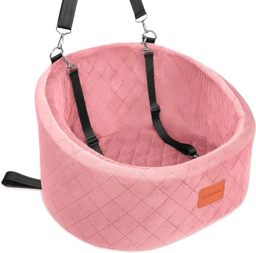 Miniatura 10 de Lealchum Asiento de automóvil para perros pequeños de hasta 30 libras, relleno de tela ultra suave en espuma viscoelástica cómoda, paseo feliz