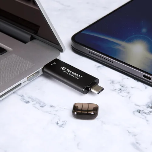 Miniatura 9 de Transcend ESD310 SSD externo de 128 GB, hasta 1,050 MB/s, unidad flash USB dual para iPhone/iPad/Mac/Windows, Android/Tablet/PC, USB 3.2 Gen 2 Thumb