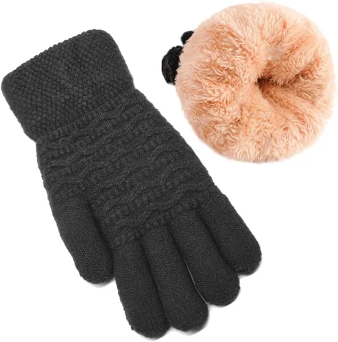 Miniatura 45 de Guantes de invierno cálidos para pantalla táctil para mujer, guantes térmicos de punto de lana con forro polar para clima frío