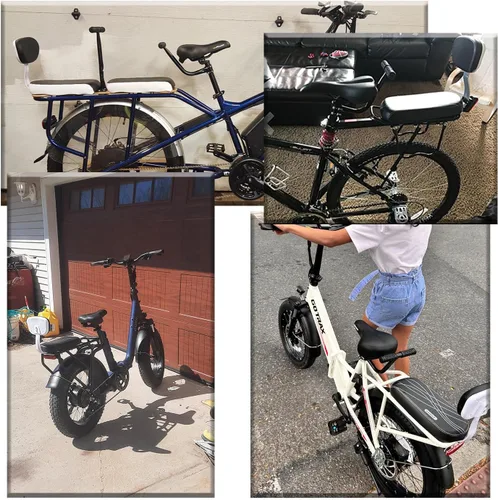 Miniatura 7 de Kit de asiento infantil para bicicleta, incluye cojín de asiento trasero de bicicleta con respaldo de ciclismo de seguridad + reposabrazos de 00