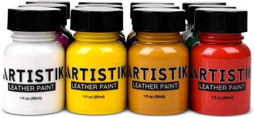 Juego de pintura artística de cuero con aplicador de pincel, pintura acrílica para zapatos con acabado brillante, 1.06 onzas líquidas para zapatos,