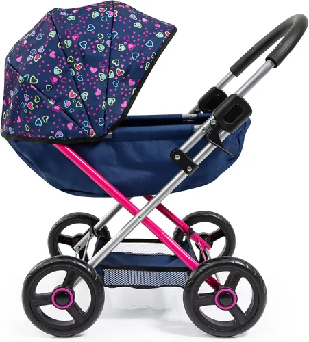 Miniatura 7 de Bayer Juego de cochecito y accesorios para cochecito de muñeca, muñeca de 18 pulgadas, azul, corazones rosados, incluye manta y bolsa de hombro