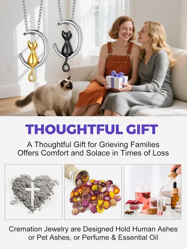 Miniatura 7 de Richsteel Collares de urna para cenizas para mujeres y hombres, collar con colgante de cremación para cenizas, joyería conmemorativa de acero