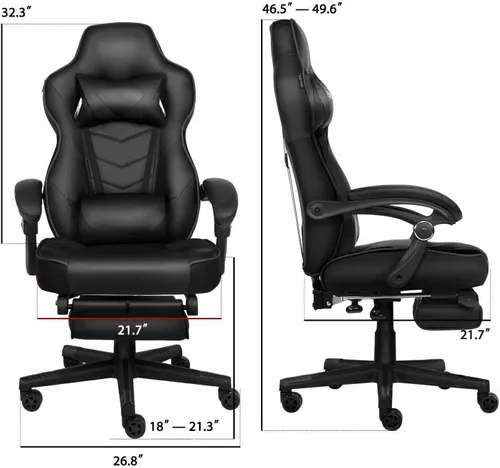 Miniatura 2 de ELECWISH Sillas de juego para adultos, respaldo alto, giratorias, reclinables, ergonómicas, para videojuegos, reposacabezas y soporte lumbar, silla