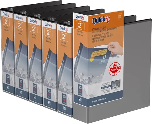 Miniatura 11 de QuickFit Carpeta de 3 anillas para la escuela u oficina, anillo D, color blanco, paquete de 6, 1 pulgada