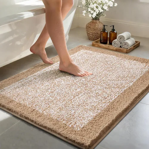 Miniatura 70 de Alfombras de baño de 17 x 24 pulgadas, antideslizantes, lavables, color gris, para bañera, tapete de baño para baño, tapete suave y absorbente