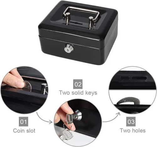 Miniatura 3 de Decaller - Caja de dinero con ranura para niños, caja de dinero pequeña con bandeja para dinero y cerradura de llave, 6 1/5 pulgadas x 5 pulgadas x