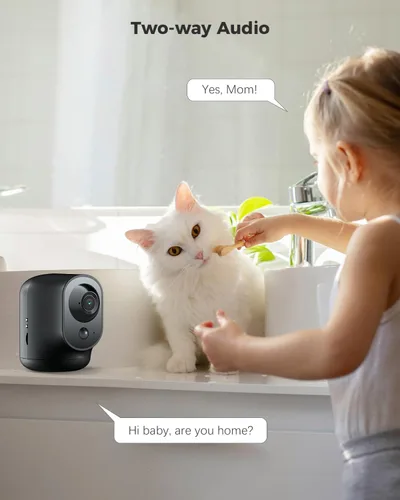 Miniatura 4 de COCOCAM Cámara de seguridad interior con vista panorámica/inclinación 2K con batería de 5200mAh, cámara WiFi, inalámbrica para monitor de Negro