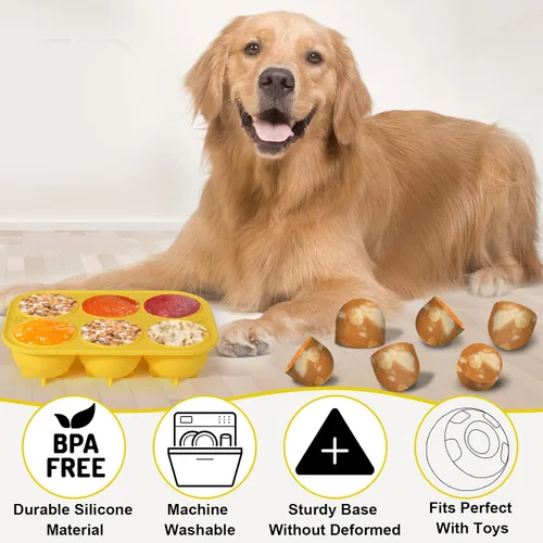 Miniatura 6 de BABORUI Moldes de silicona para golosinas de perro de 6 cavidades con tapa para Woof Pupsicle XLarge de hasta 75 libras, aptos para lavavajillas