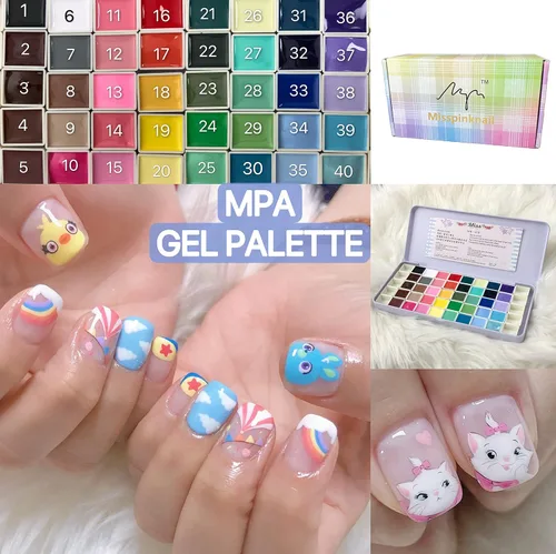 Miniatura 3 de YJMyujimi Paleta de gel gel de pintura para arte de uñas no limpie 40 colores cuadrados individuales UV LED para bricolaje salón de uñas tpo hema