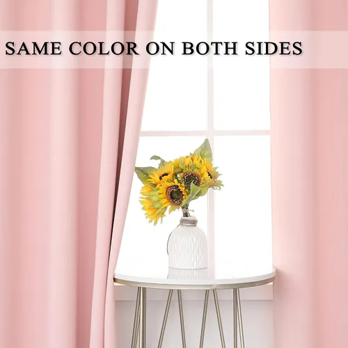 Miniatura 5 de KEQIAOSUOCAI Cortinas rosa bebé de 63 pulgadas para habitación de niñas - Con aislamiento térmico que oscurece la habitación, cortinas de ventana