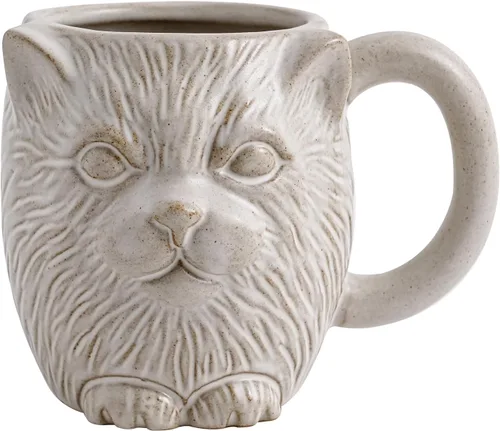 Taza de café de cerámica de gato blanco de 20 onzas, taza de café grande de cerámica, taza con patrón de gato 3D novedoso para café, té, cacao