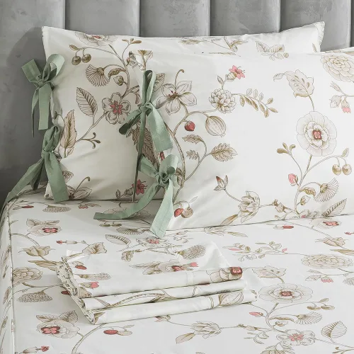 Miniatura 50 de FADFAY Juego de sábanas de cama con estampado floral amarillo, de algodón, tamaño King, suaves, transpirables, estilo Shabby Coquette, con bolsillo