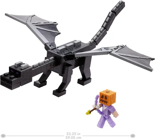 Miniatura 3 de Mattel Minecraft Ultimate Ender Dragon - Figura de dragón de 20 pulgadas, criatura que respira la niebla, más figura de Steve con cambio