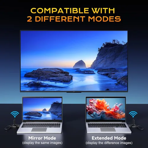 Miniatura 5 de Transmisor y receptor HDMI inalámbrico mejorado 492FT/150M, señal estable de antena, extensor HDMI inalámbrico Plug&Play 2.4/5GHz con adaptador