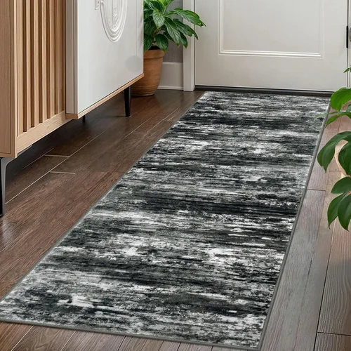 Miniatura 187 de KOZYFLY – Alfombra de pasillo moderna y lavable de diseño abstracto verde, 2 x 5 pies, antideslizante, suave y de pelo corto, ideal para cocina