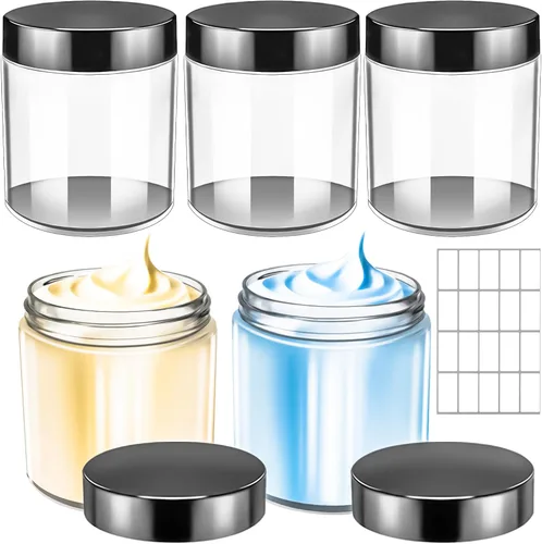 Miniatura 10 de Paquete de 10 tarros de plástico de 4 onzas con tapas, recipientes redondos de 4.2 fl oz para cosméticos, tarros de maquillaje, tarro
