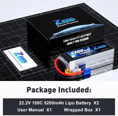 Miniatura 6 de Zeee 6S 5200mAh Lipo Batería 22.2V 100C con conector EC5 Soft Pack Batería RC para RC Car Truck Avión Helicóptero Quadcopter Barco (paquete de 2)