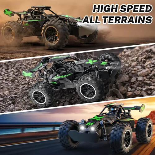 Miniatura 3 de ACAMMZAR Coche de Control Remoto, Coches RC de Alta Velocidad 1:18 para Niños, Camión RC Monstruo Todo Terreno de 20KM/H con Luces Juguetes
