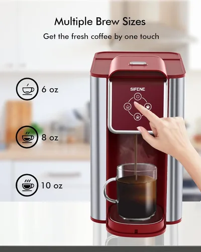 Miniatura 7 de SIFENE Cafetera de una sola porción, cafetera de cápsulas 3 en 1 para cápsulas K-Pod, café molido y té de hojas con tamaño de taza de 6 a 10 onzas