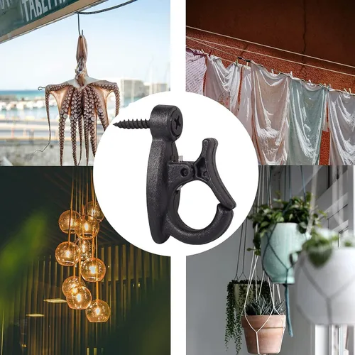 Miniatura 6 de Lewufe Ganchos para Luces de Cadena para Exteriores, Ganchos de Tornillo para Colgar Luces de Navidad, Ganchos Colgantes para Luces de Patio, Cable