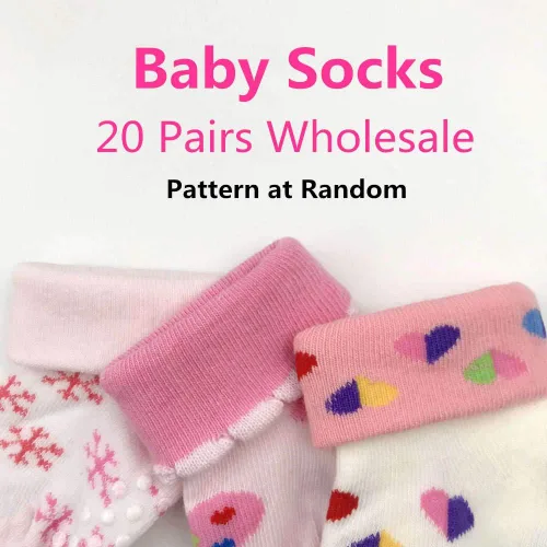 Miniatura 5 de 20 pares de calcetines para bebés, niños y niñas, de algodón (patrón al azar)