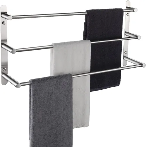 Miniatura 10 de KOKOSIRI Barras de Toalla de Baño Negro Mate para Baño de 3 Niveles con Escalera, Estantes de Toallas Montados en la Pared de Acero Inoxidable
