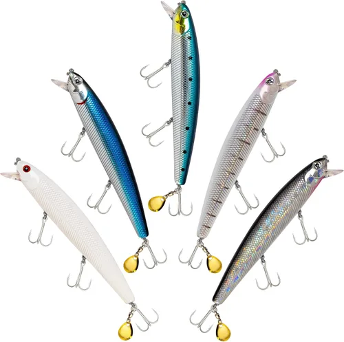 Calissa Offshore Tackle 110mm y 140mm para pesca costera de California - Señuelo especial Jerkbait Crankbait Surf Flash para pesca de sal Pro,