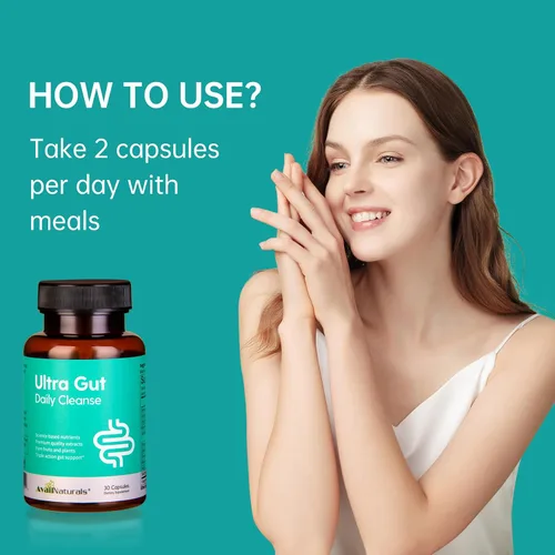 Miniatura 4 de AvailNaturals Ultra Gut - Limpieza diaria de 15 días, 30 cápsulas con 2.5 mil millones de probióticos UFC, fibra dietética, extracto de hoja de sena